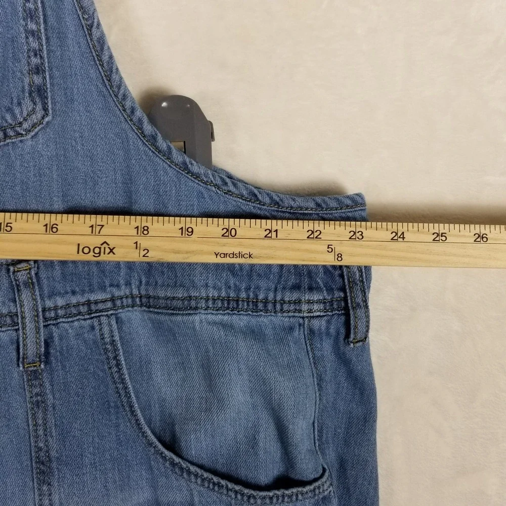 Torrid Overalls Womens 18R Blue Denim Cotton Button Front Tie Back Straight Leg